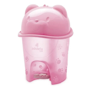 Lixeira infantil com pedal fofura 6.5 litros rosa – Adoleta