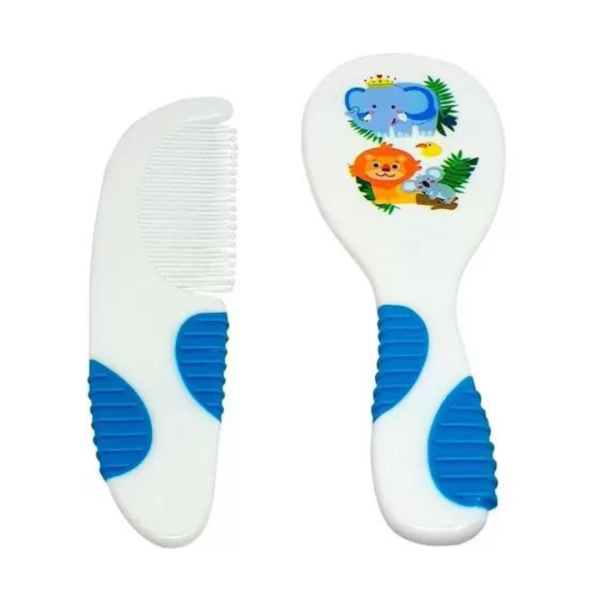 Pente e escova para cabelo soft touch azul – Multikids